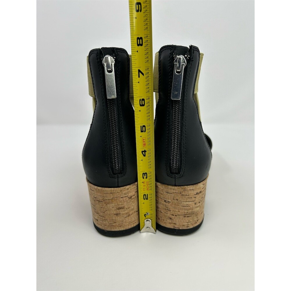 SOREL Platform Wedge Sandals Womens Black Cork Midsole Elastic Straps Size 11 - Picture 9 of 12